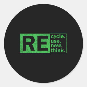 Adesivo Redondo Reutilização do reciclar Renovar Repensar Proteção