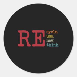 Adesivo Redondo Reutilização do Reciclar Vintage Renew ReThink Ear