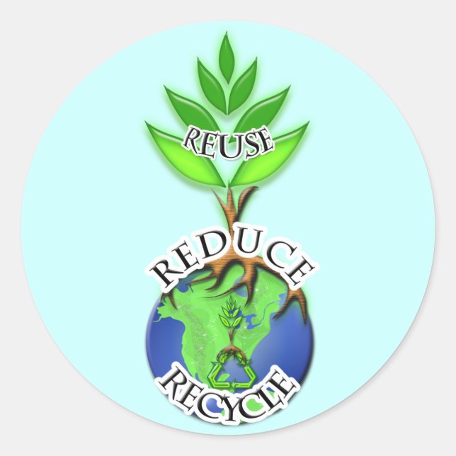 Adesivo Redondo Reutilizar Reduzir Reciclar (Frente)