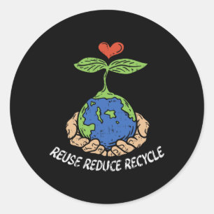 Adesivo Redondo Reutilizar Reduzir Reciclar Salvar Planeta do Dia