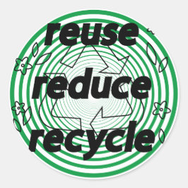 Adesivo Redondo Reutilize a redução do verde e branco do Reciclar