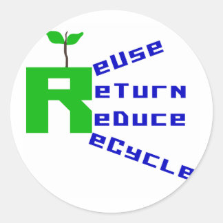 Adesivo Redondo Reutilize o Reciclar de redução de devolução