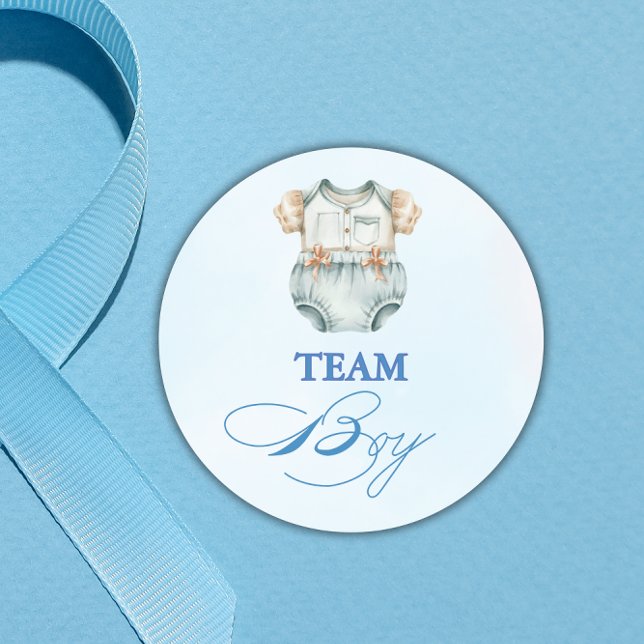 Adesivo Redondo Revelação de Gênero do Garoto da Equipe de Aquarel (Criador carregado)