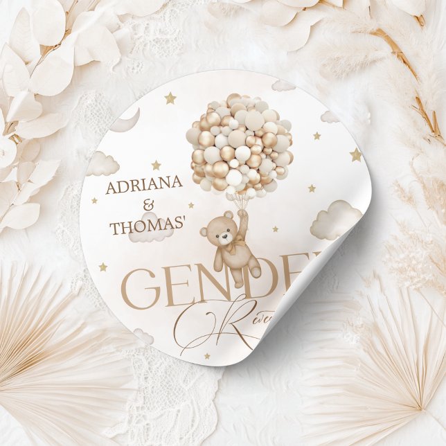 Adesivo Redondo Revelação de Gênero do Urso de Teddy (Criador carregado)
