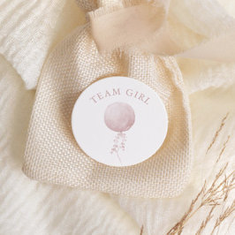 Adesivo Redondo Revelação de Gênero Minimalista do Balão Rosa da E