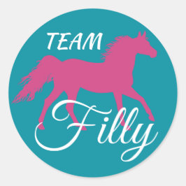 Adesivo Redondo Revelação de Gênero Rosa "Team Filly"