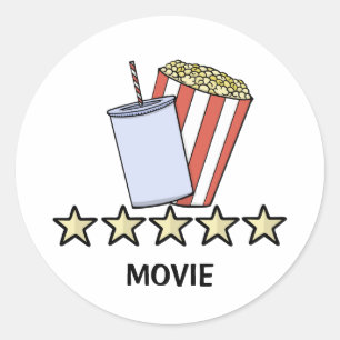 Adesivo Redondo Revisão de Filme Personalizada de 5 Estrelas de Pi
