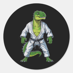 Adesivo Redondo Rex Dinosaur Artes Marciais Artista Martial Jiu-ji