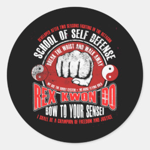Adesivo Redondo Rex Kwon Do Funny Karate Arts Retro