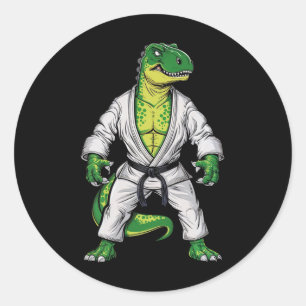 Adesivo Redondo Rex Martial Arts Dinossaur Jiu-jitsu Bjj Karate