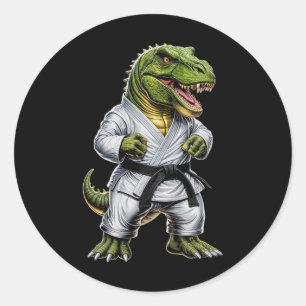 Adesivo Redondo Rex Martial Arts Dinossaur Karate Judo Bjj Fighter