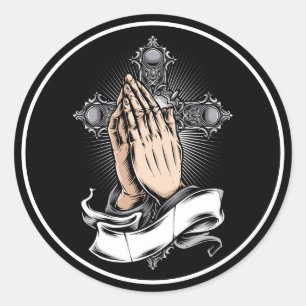 Adesivo Redondo Rezando Mãos