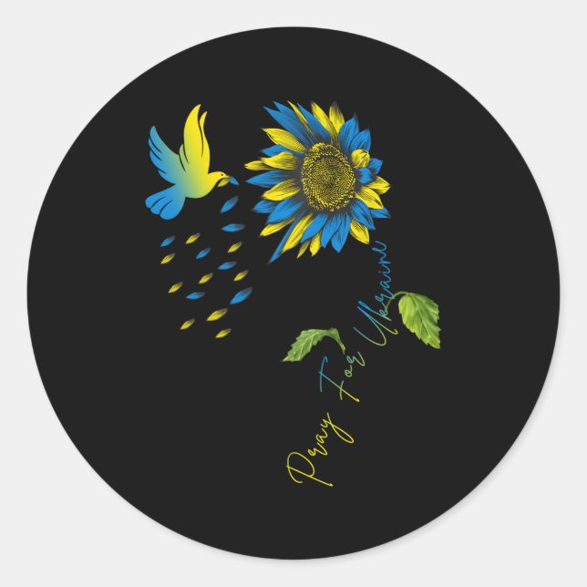 Adesivo Redondo Rezar Pela Paz Na Ucrânia Encontra A Ucrânia (Frente)