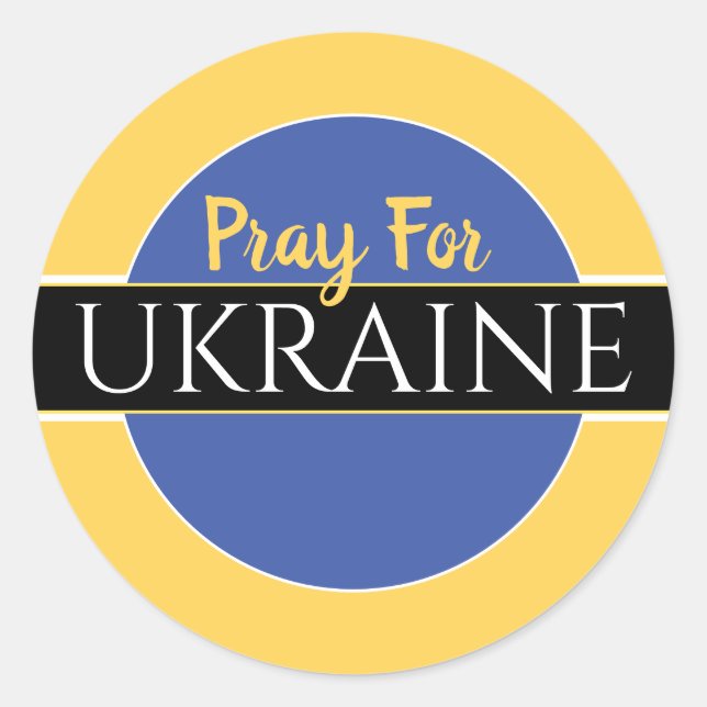 Adesivo Redondo Reze Pela Ucrânia (Frente)