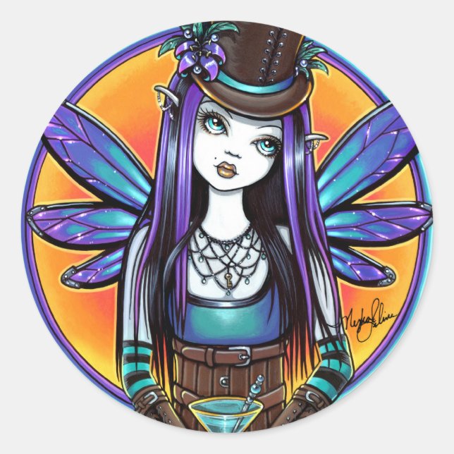 Adesivo Redondo "Rhapsody" Gótica Absinthe Fairy Art Stickers (Frente)