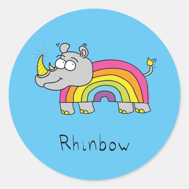 Adesivo Redondo Rhinbow Rhino Rainbow Stickers (Frente)