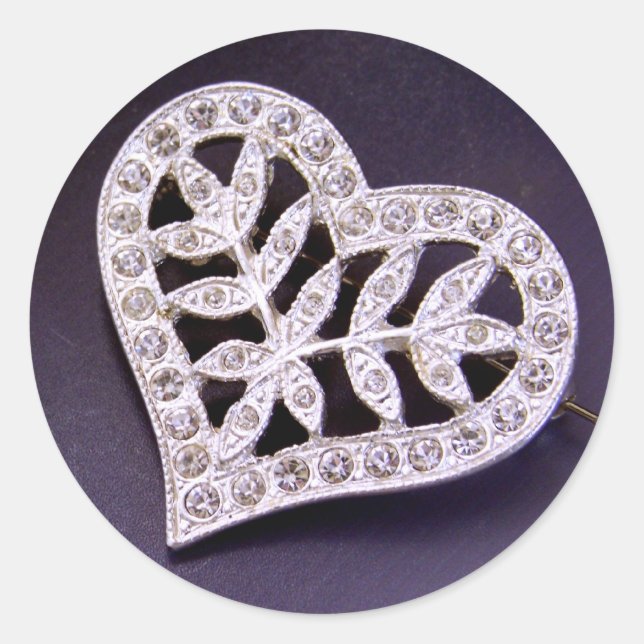 Adesivo Redondo Rhinestone Heart Stickers (Frente)