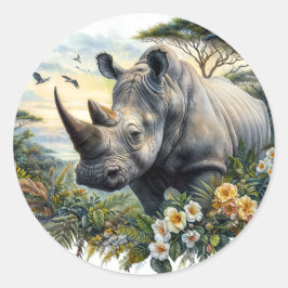 Adesivo Redondo Rhino Botanic Watercolor