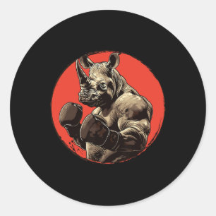 Adesivo Redondo Rhino Boxer Fighter Boxing Boxing
