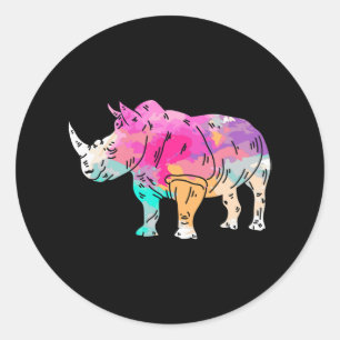 Adesivo Redondo Rhinoceroncerontes Art Bonito Rino Zoo Safari Pres
