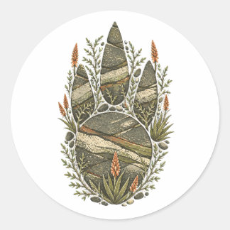 Adesivo Redondo Rhinoceros Botanical Footprint Nature Sticker