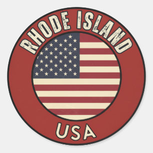 Adesivo Redondo Rhode Island Estados Unidos da América