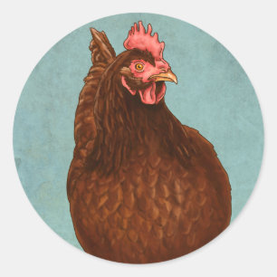 Adesivo Redondo Rhode Island Red Hen Stickers