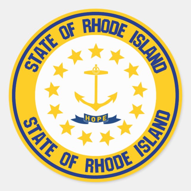 Adesivo Redondo Rhode Island Round Emblem (Frente)