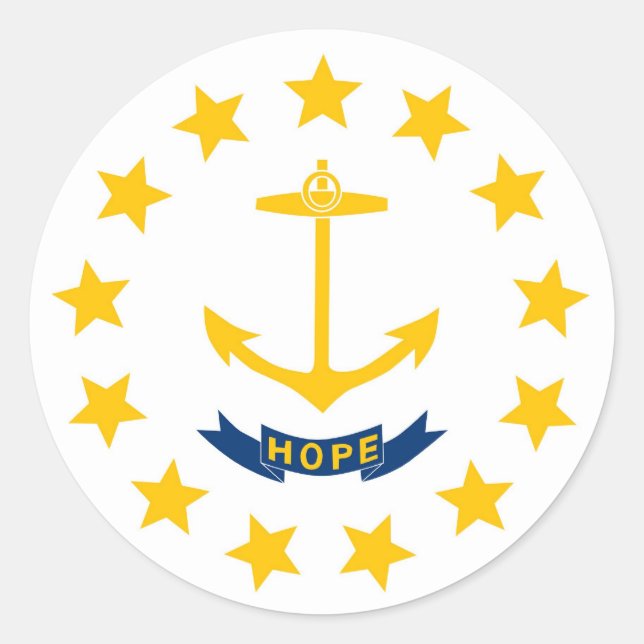 Adesivo Redondo Rhode Island State Flag (Frente)