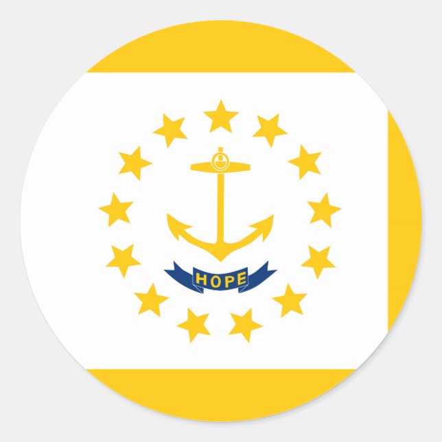 Adesivo Redondo Rhode Island State Flag Design (Frente)