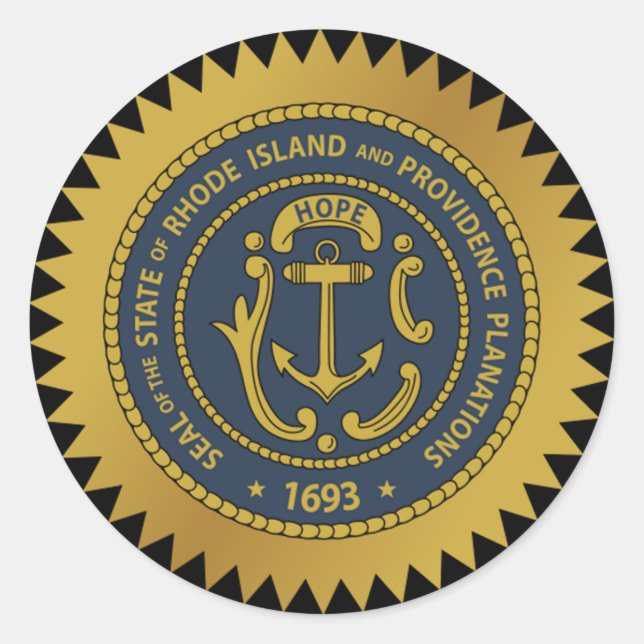 Adesivo Redondo Rhode Island State Seal Sticker (Frente)