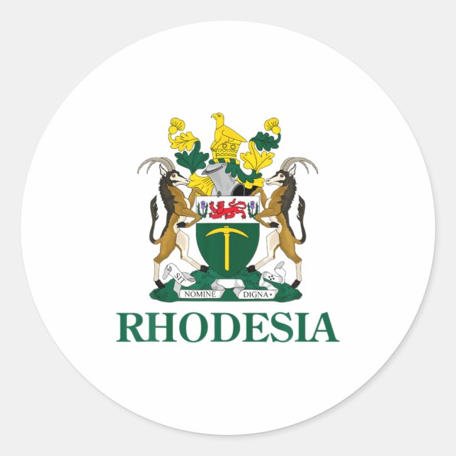 Adesivo Redondo Rhodesia Coat Of Arms Zimbabwe Funny South Africa  (Frente)