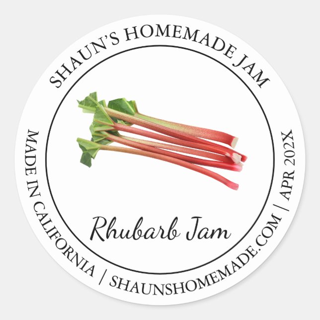 Adesivo Redondo Rhubarb Jam Modern label (Frente)