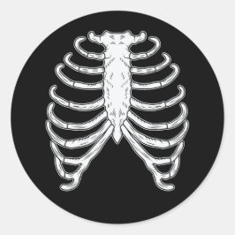 Adesivo Redondo Rib Cage Skeleton Bones Halloween Preto E Branco