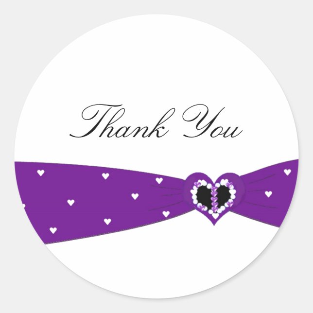 Adesivo Redondo Ribbonete Roxo Obrigado (Frente)