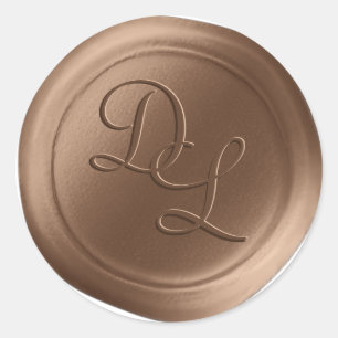 Adesivo Redondo Rich Bronze 2 - Letra Monograma Cera-Cola