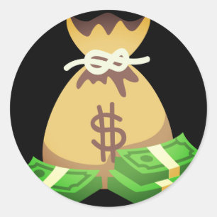 Adesivo Redondo Rich Vibes   Bolsa de Money Emoji