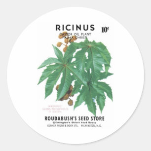 Adesivo Redondo Ricinus, Castor OIl Plant, Roudabush's Seed Store