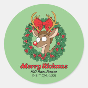 Adesivo Redondo Rick e Morty   Reindeer Morty Feliz Rickmas