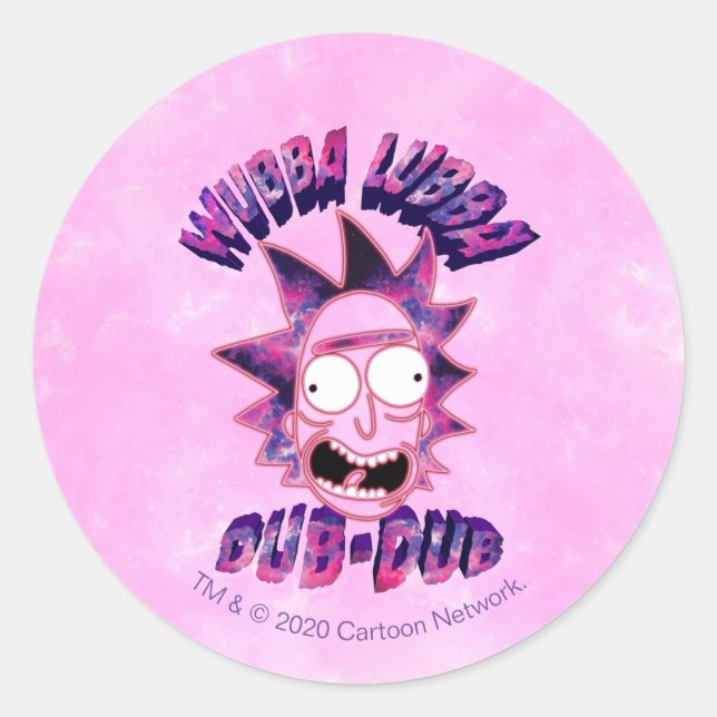 Adesivo Redondo RICK E MORTY™ | Wubba Lubba Dub-Dub (Frente)