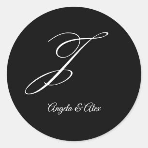 Adesivo Redondo Rico Caligrafia de Casamento - Letra J Monograma