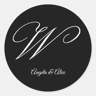 Adesivo Redondo Rico Caligrafia de Casamento - Letra W Monograma