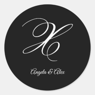 Adesivo Redondo Rico Caligrafia de Casamento - Letra X Monograma