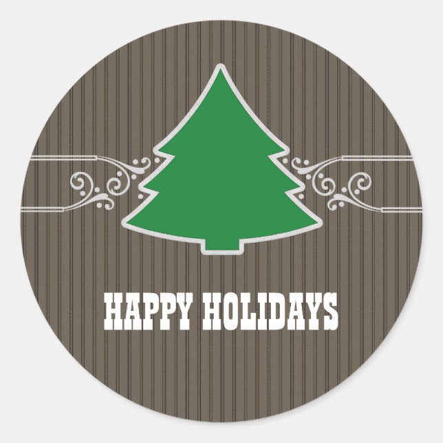 Adesivo Redondo Rico de árvores de Natal (Frente)