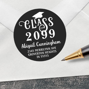 Adesivo Redondo Rico de Graduação Classe Ano Endereço de Devolução