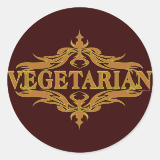 Adesivo Redondo Rico em castanho - Vegetariano