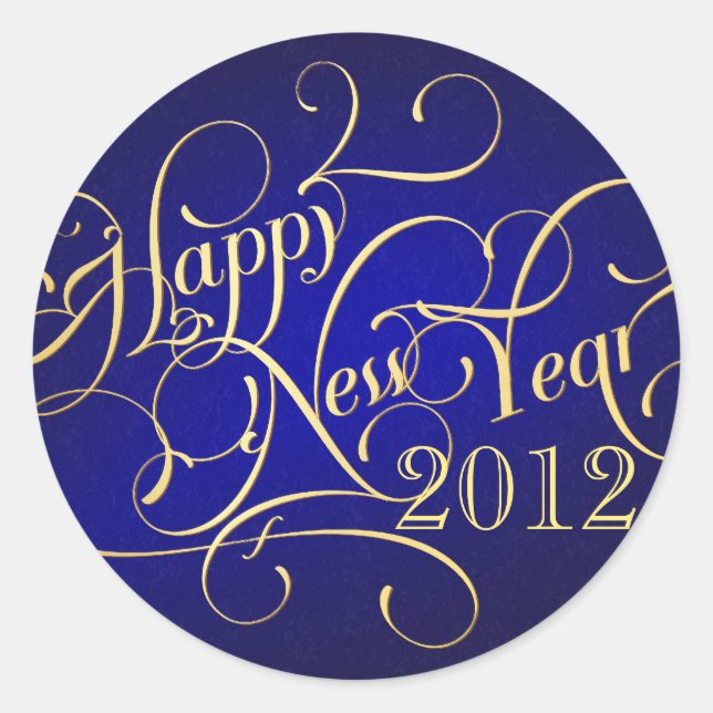 Adesivo Redondo Rico Feliz ano novo Stickers - 2012 (Frente)