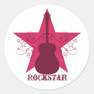 Adesivo Redondo Rico Guitar Star Rode Stickers, Magenta