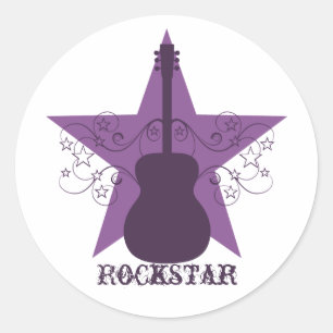 Adesivo Redondo Rico Guitar Star Rodopia Stickers, Puro