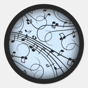 Adesivo Redondo Rico Music Notes Blue